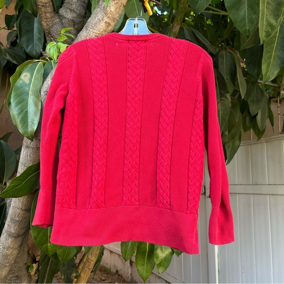 Lacoste 🐊 red cable knit  long sleeve button down cardigan sweater. - Picture 10 of 11